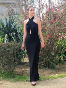 Vestido Largo Negro Sofía vestido largo elegante para evento
