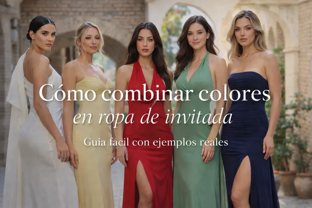 cómo combinar colores en ropa de invitada con vestidos elegantes Bombon Spain