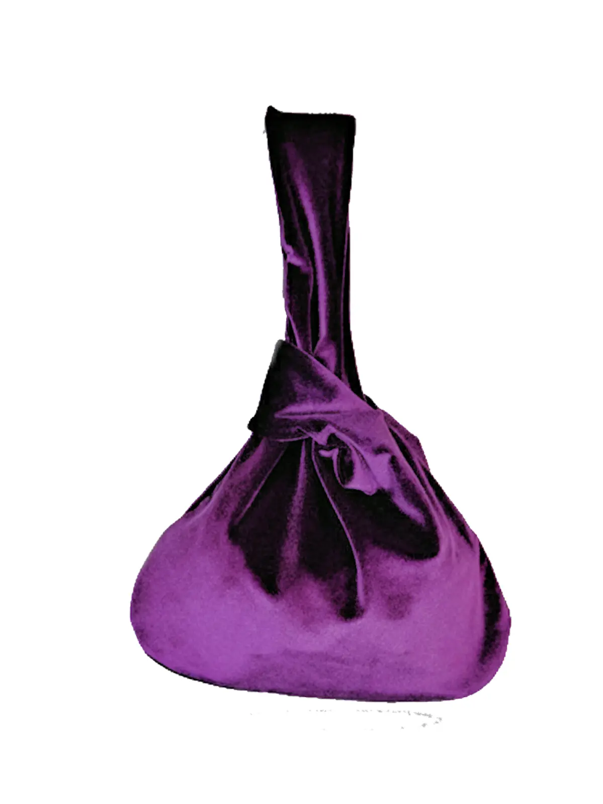 Bolso morado de terciopelo con cierre de nudo. Sofisticado, elegante y versátil, perfecto para bodas, eventos y ocasiones especiales.