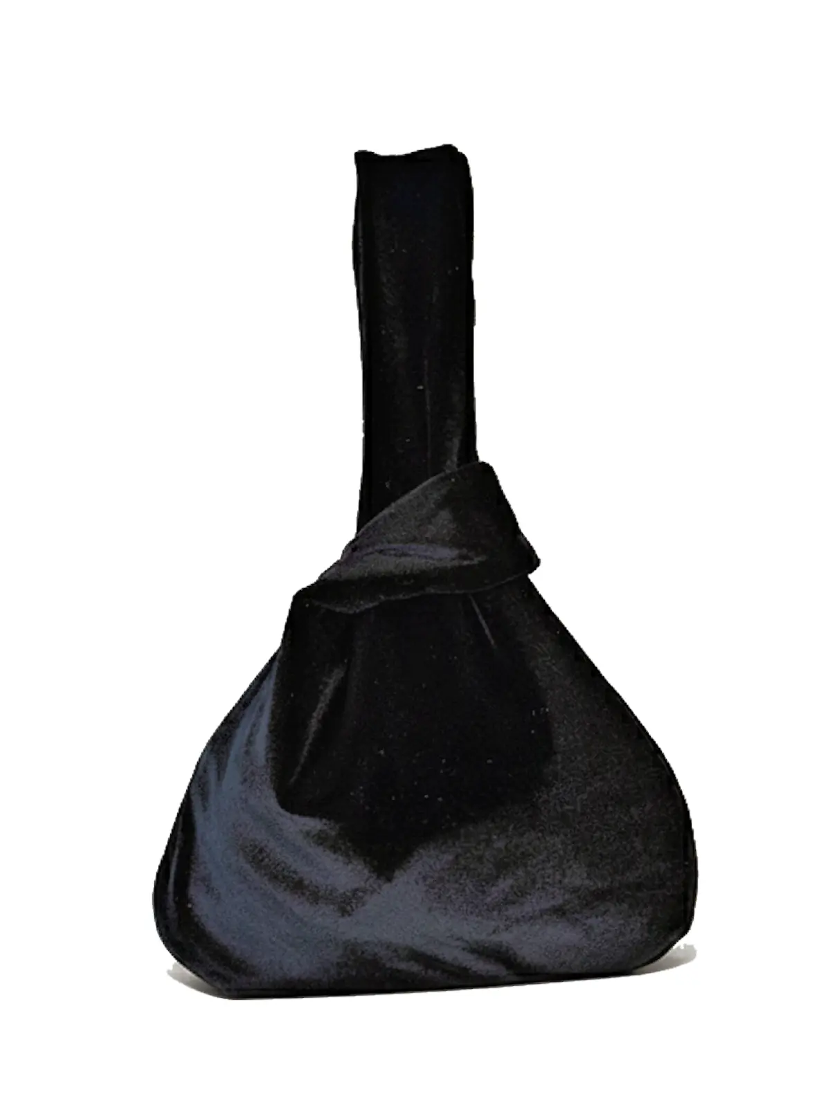 Bolso negro de terciopelo con cierre de nudo. Elegante, sofisticado y versátil, ideal para bodas, eventos y ocasiones especiales.