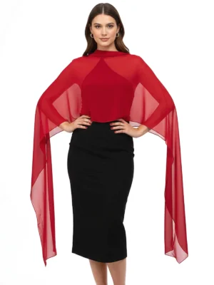Fular burdeos rubí de gasa para eventos y ceremonias. Elegante, ligero y versátil, perfecto para llevar como capa o fular.