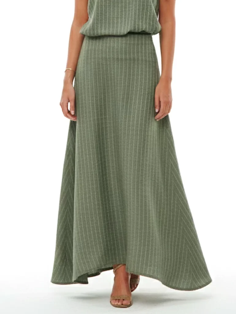 Falda Larga Rayas Verde Priscilla