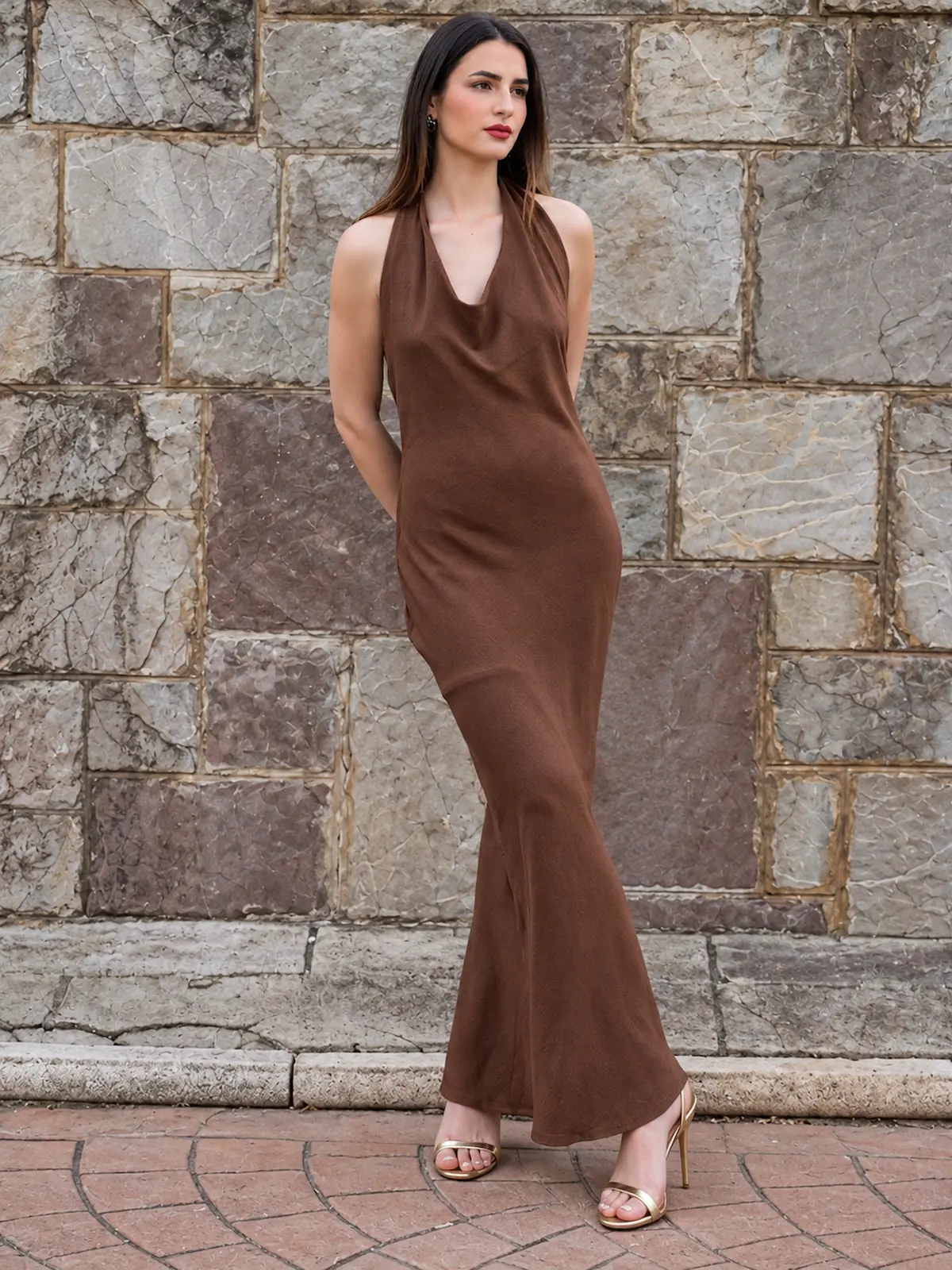 Vestido Largo Marrón Chocolate Sweety