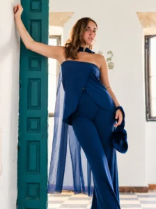 fular azul marino gasa